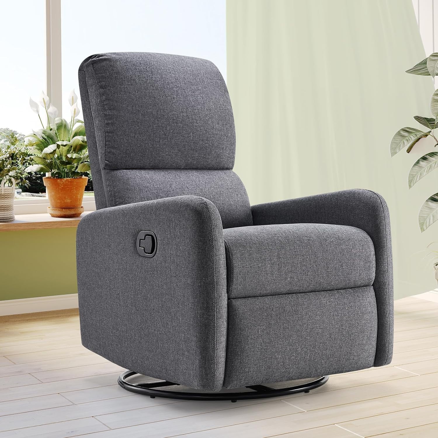 Jocisland Swivel Glider Rocking Recliner Chair for Adults, Nursery Rocker Reclining,  Upholstered Single Sofa Armchair for Living Room Bedroom Nursing, Linen Gray