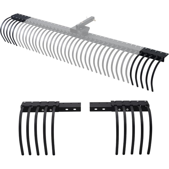 Jocisland Tow Behind Landscape Rake Extension Kit, 2 Pack Width Expander with Heavy Duty Steel Tines, Increases Working Width for Tractor Rakes，ATV