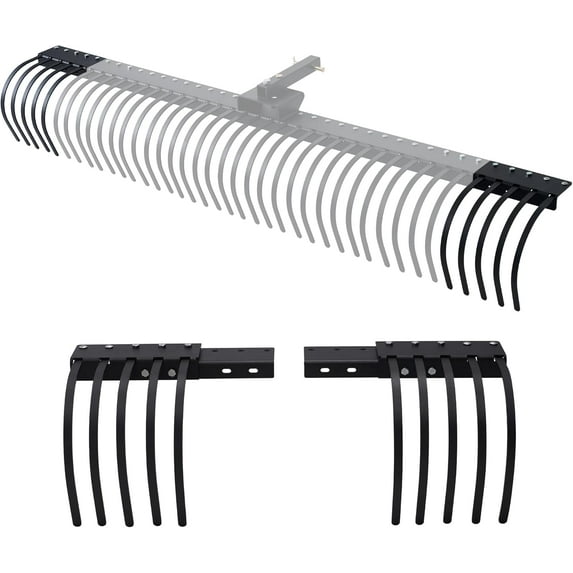 Jocisland Tow Behind Landscape Rake Extension Kit, 2 Pack Width Expander with Heavy Duty Steel Tines, Increases Working Width for Tractor Rakes,ATV