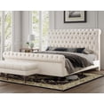 thumbnail image 1 of Jocisland Upholstered Bed Frame King Sleigh Bed with Scroll Headboard & Footboard Velvet Deep Button Tufted/No Box Spring Needed Cream, 1 of 7