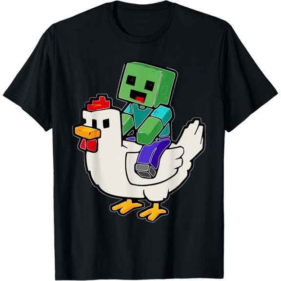 Jock Chicken Shirt Pixel Art Gamer Zombie Boys Kids Funny T-Shirt Vintage Tee -Birthday Gifts