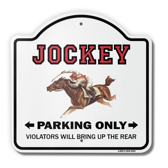 Jockey 18" X 18" Heavy-Gauge Aluminum Architectural Sign | SignMission Designer Parking Horse Racing Derby Rider Racetrack Silks Rider Metal Novelty Gift Funny Joke Gag Road Garage