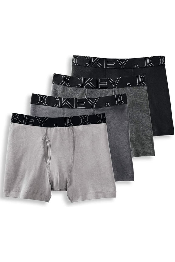 ActiveBlend Boxer Brief - 4 Pack, Pewter/Charcoal Heather/Quartz Grey/Black, 2XL
