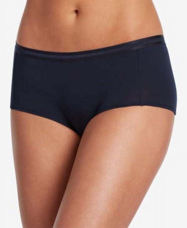 Jockey Allure Solid Color Luxuriously Soft Cotton Boyshort Hip Hugger Panty Navy Blue S