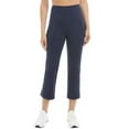 thumbnail image 1 of Jockey Cropped Slit Flare Yoga Pants, Dark Navy Women's Large, 1 of 3