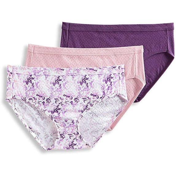 Jockey Elance Breathe Hipster - 3 Pack, Faded Mauve/Filigree/Juicy Grape, 6