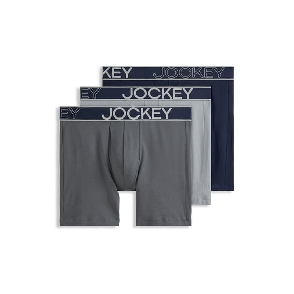 Jockey Essentials Men's Cotton Stretch 6" Boxer Brief - 3 Pack