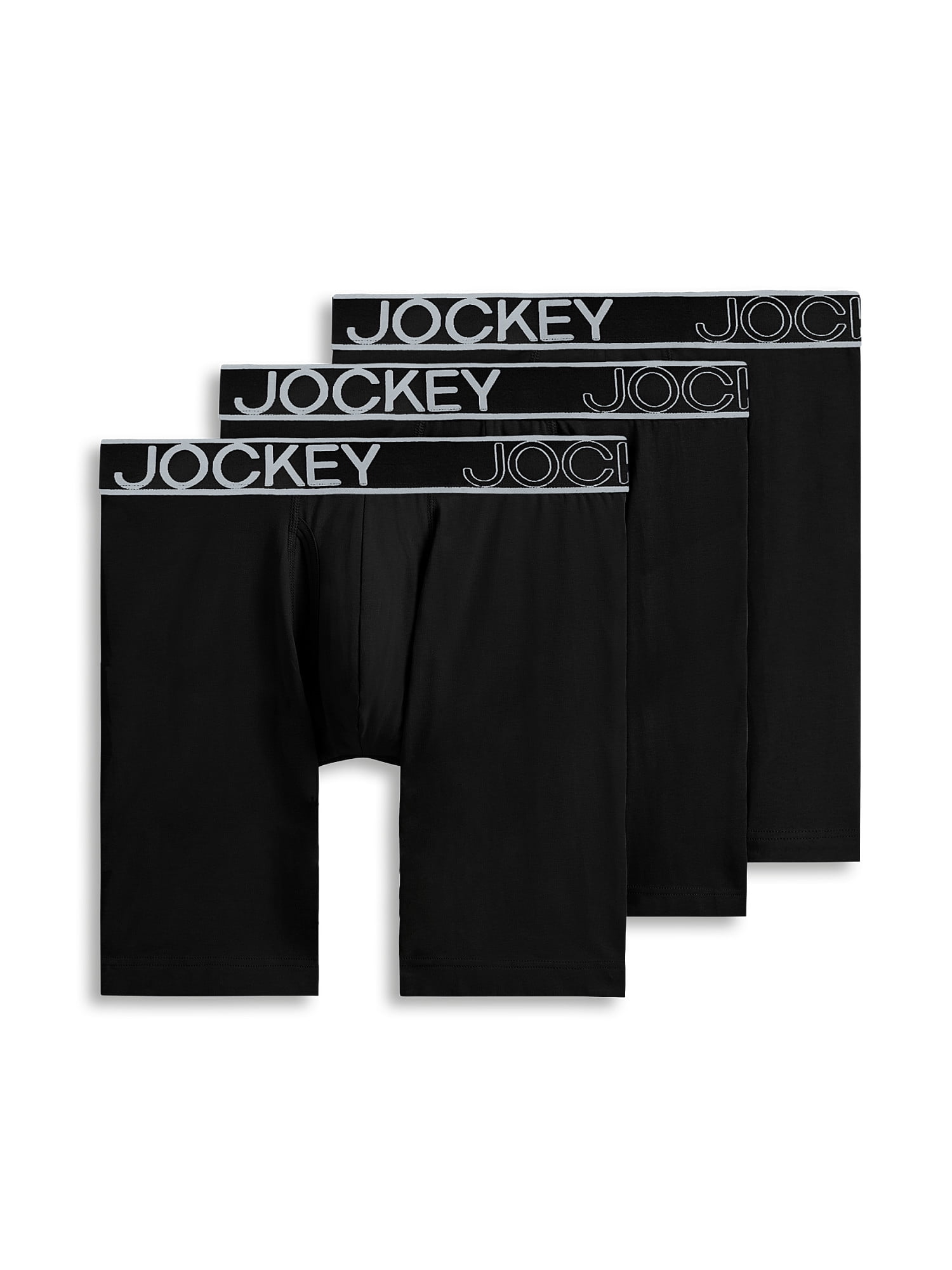 Jockey Essentials Men's Durable Cotton Stretch 8" Long Leg Boxer Brief - 3 Pack