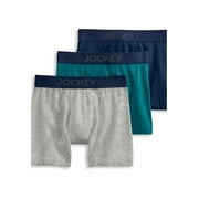 Jockey Essentials Boys Cotton Stretch Boxer Brief Underwear, 3-Pack, Sizes, S-XL