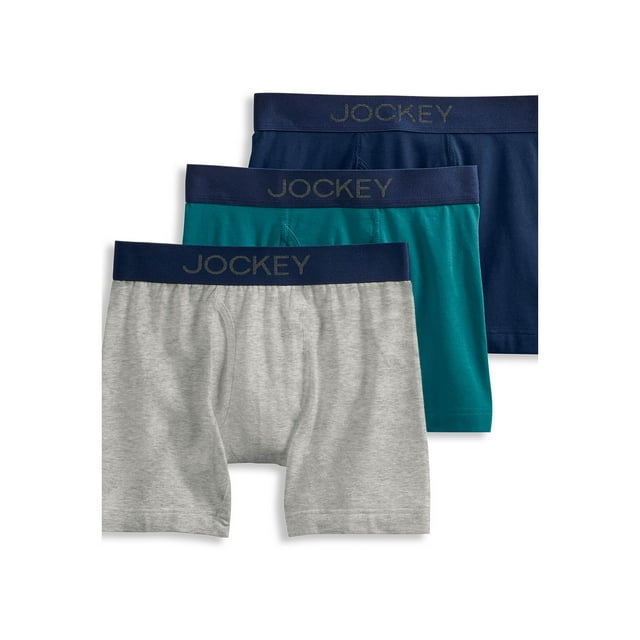 Jockey Essentials Boys Cotton Stretch Boxer Brief Underwear, 3-Pack ...