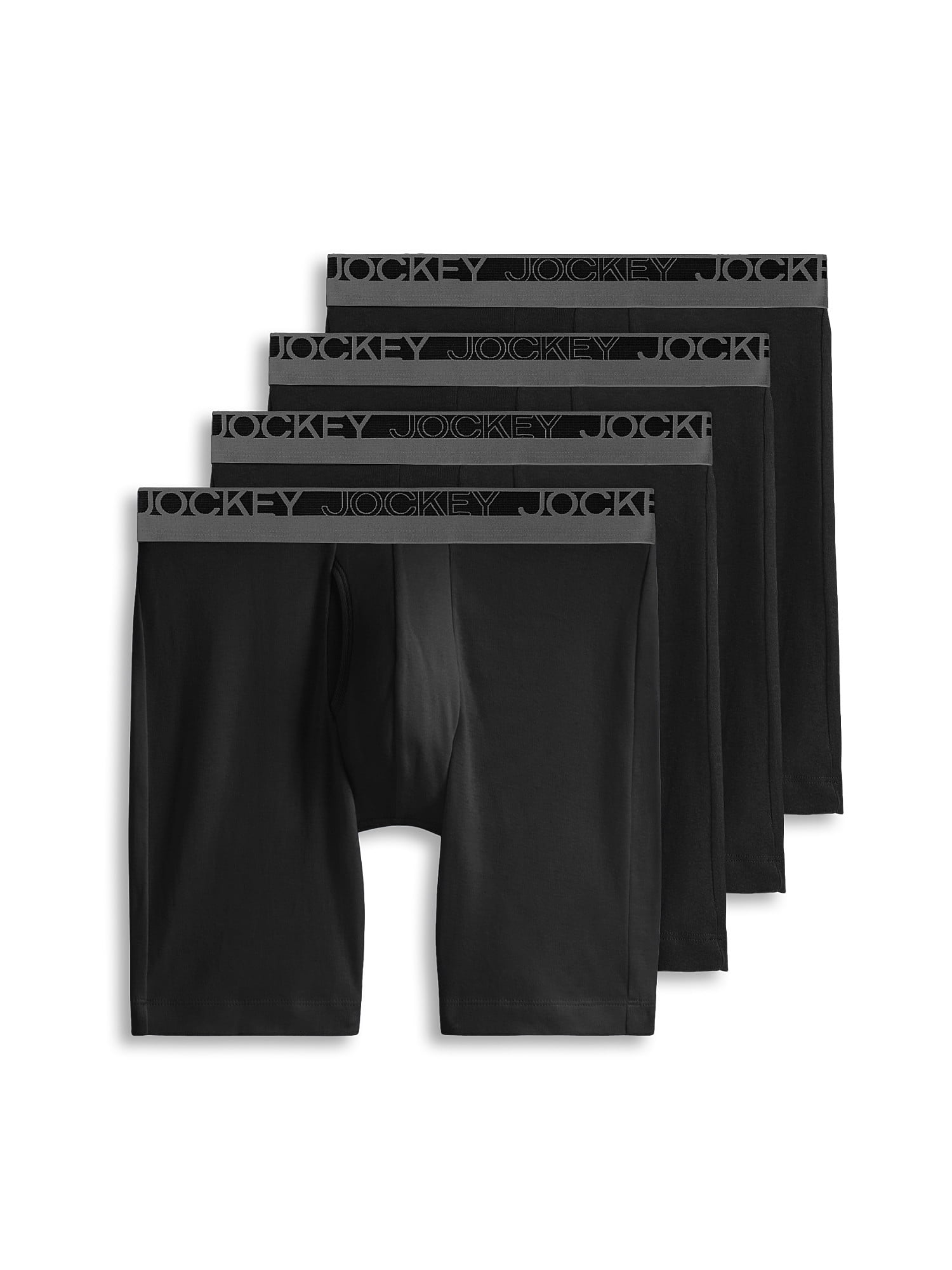 Jockey Essentials Durable 100% Cotton 6" Boxer Brief - 4 Pack