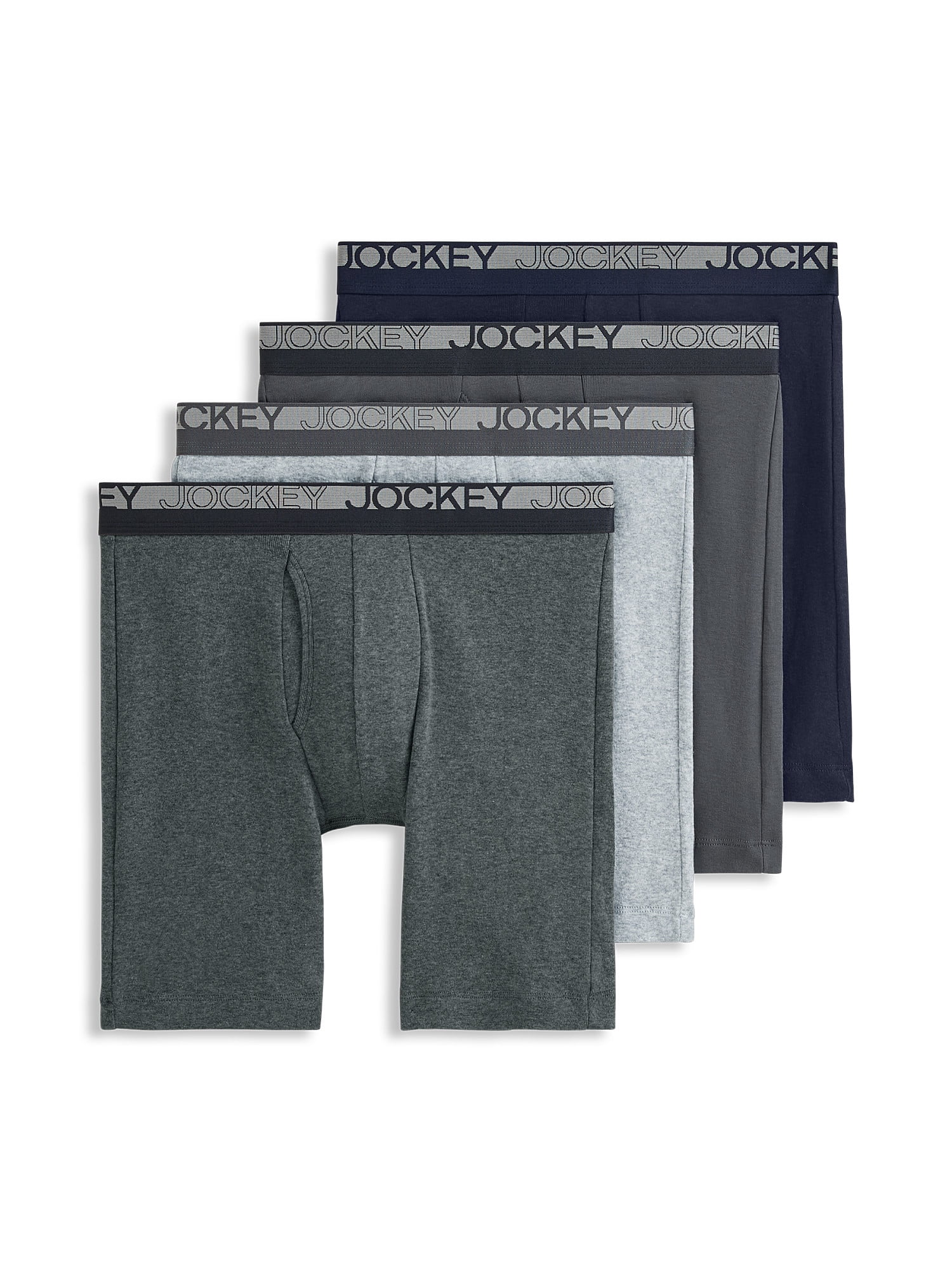 Jockey Essentials Durable 100% Cotton 6" Boxer Brief - 4 Pack