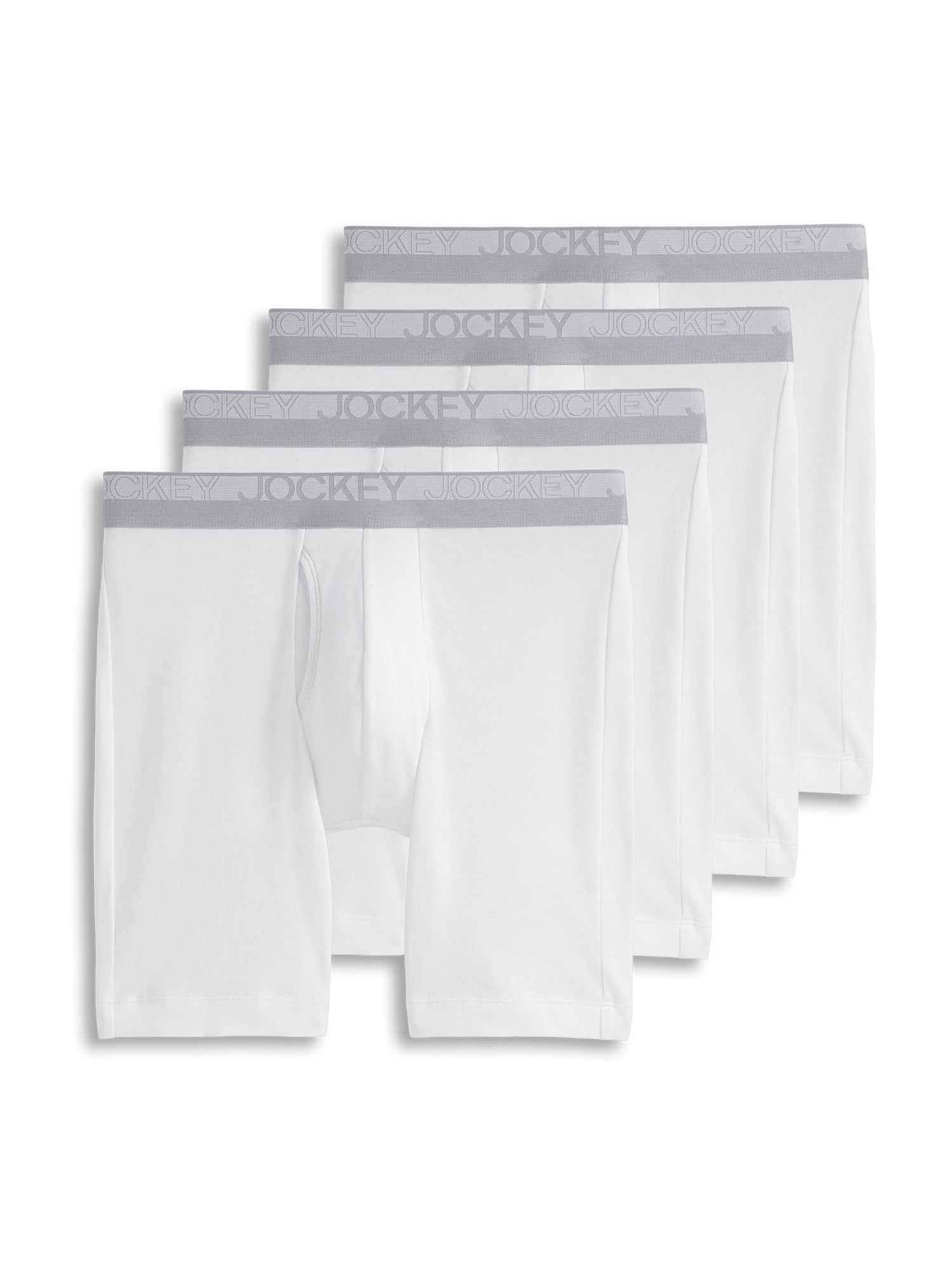 Jockey Essentials Durable 100% Cotton 6" Boxer Brief - 4 Pack