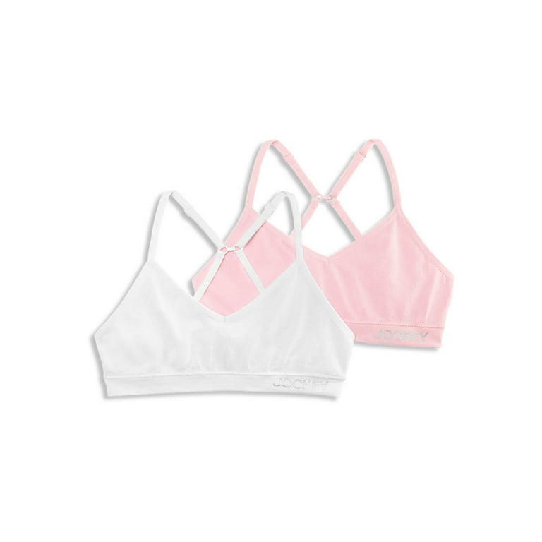 Jockey® Essentials Girls' Seamfree Bralette, 2 Pack, Everyday Comfort  Training Bra, Adjustable Cami Straps, Sizes (6-16) Small, Medium, Large,  Extra Large, 5102 