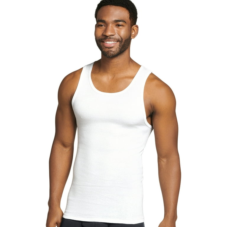 Men’s 6 Pack Tank Top A Shirt-100% Cotton Ribbed Undershirts-Multicolor &  Sleeveless Tees(White, X-Large)