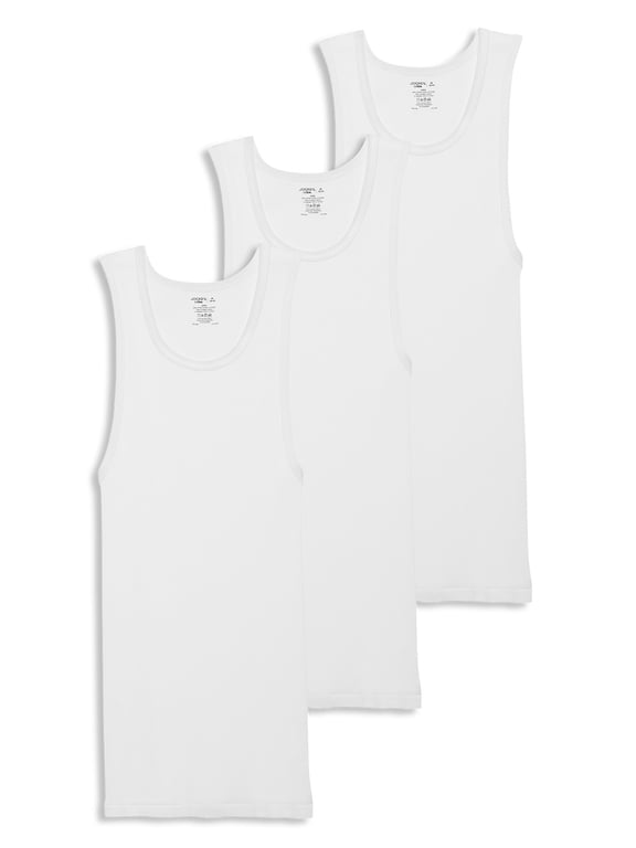 Jockey® Essentials Men's 100% Cotton Tank Top, 3 Pack, White Undershirt, Sleeveless Tank, Comfort, Sizes Small, Medium, Large, Extra Large, 2XL, 3XL, 6816