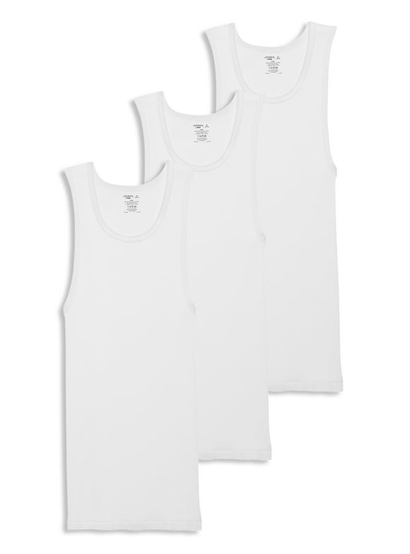 Jockey® Essentials Men's 100% Cotton Tank Top, 3 Pack, White Undershirt, Sleeveless Tank, Comfort, Sizes Small, Medium, Large, Extra Large, 2XL, 3XL, 6816