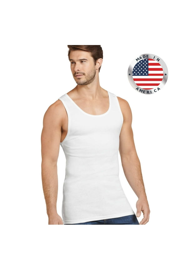 ® Men's Made in America® 100% Cotton Tank Top, 2 Pack, Undershirt, Comfort A-shirt, USA Made, Sizes Small, Medium, Large, Extra Large, 2XL, 3XL, 6841