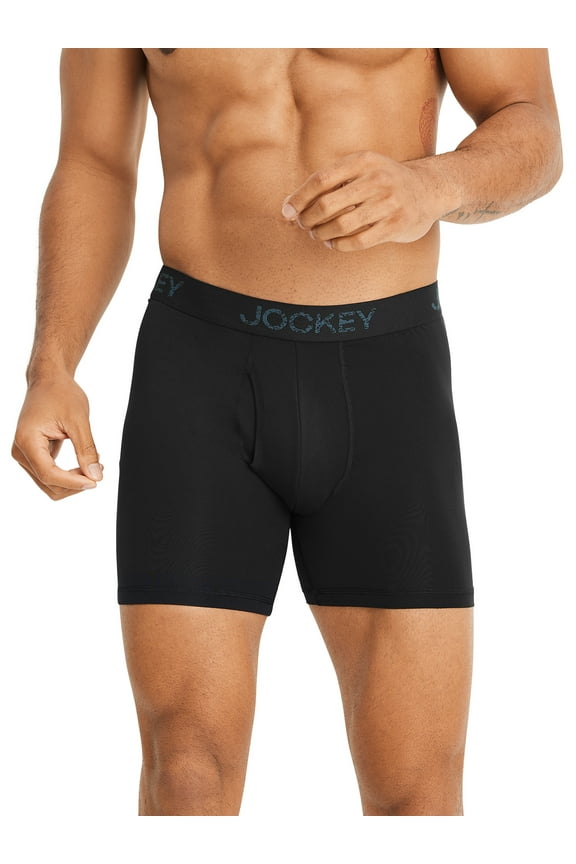 Men's Microfiber Boxer Brief Underwear, Black (3 Per Pack)