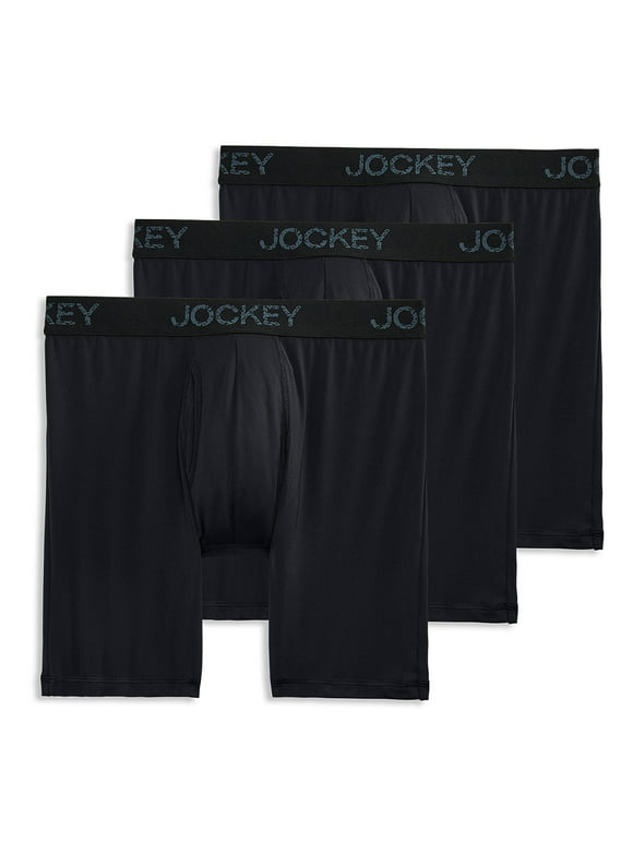 Jockey® Essentials Men's Microfiber Long Leg Boxer Brief Underwear, Pack of 3