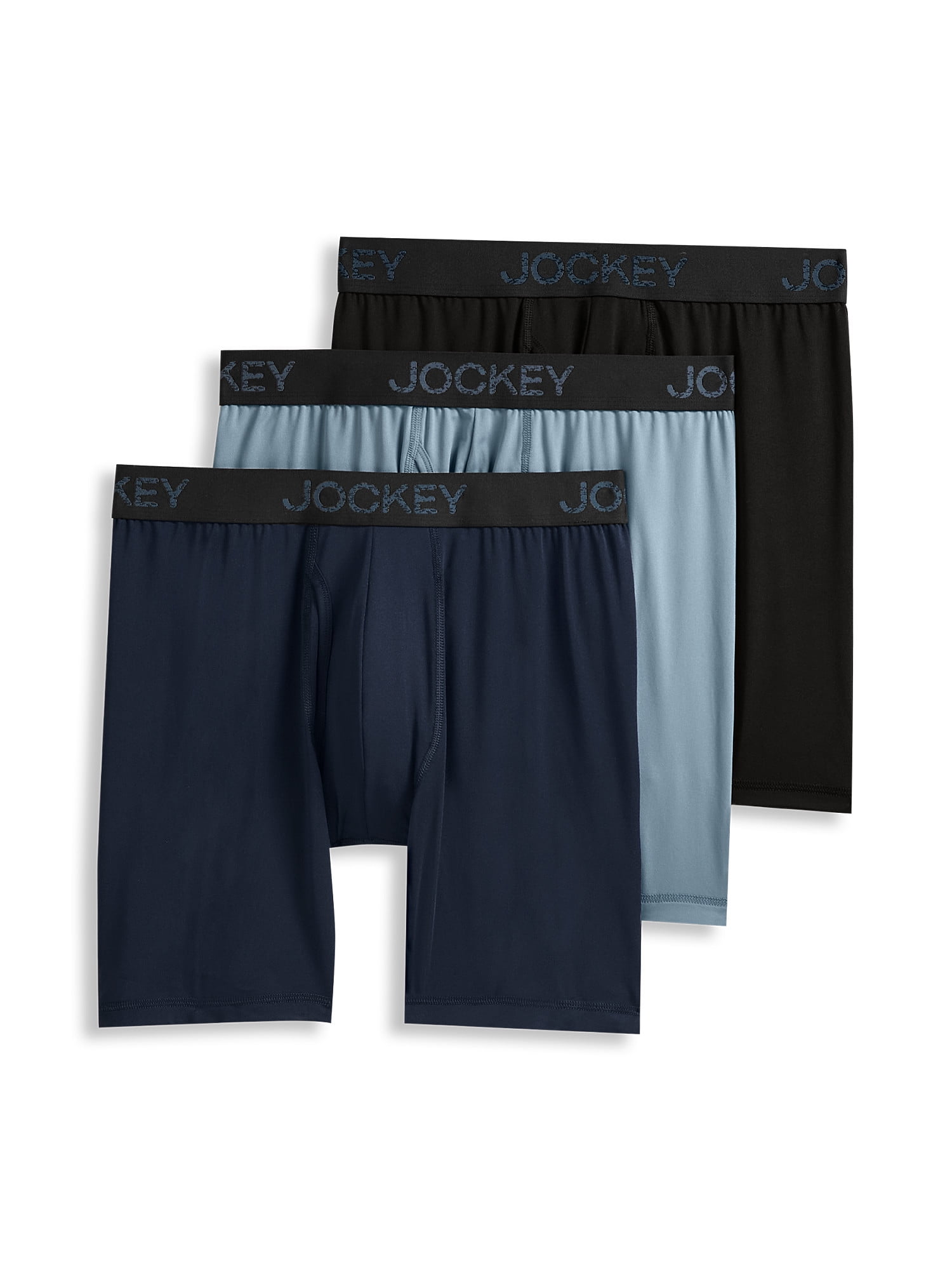 Jockey® Essentials Men's Microfiber Long Leg Boxer Brief Underwear, Pack of 3