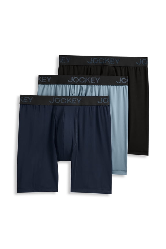 Jockey® Essentials Men's Microfiber Long Leg Boxer Brief Underwear, Pack of 3