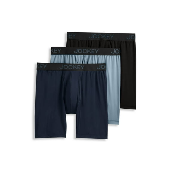 Jockey® Essentials Men's Microfiber Long Leg Boxer Brief Underwear, Pack of 3