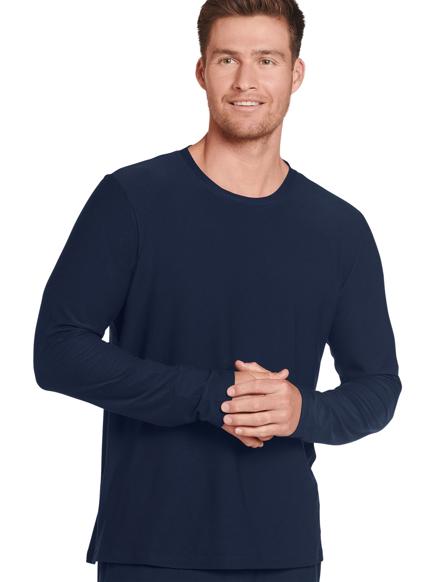 Jockey® Essentials Men's Soft Stretch Long Sleeve Sleep Shirt, Comfort ...