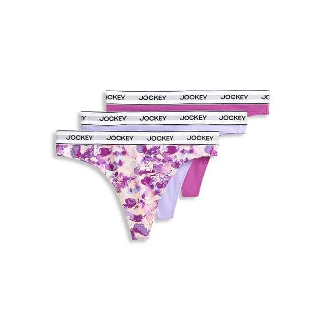 Jockey® Essentials Women's Cotton Stretch Thong Panties, 3 Pack, Sizes