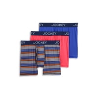 3-Pack Jockey Generation Men's Microfiber Boxer Briefs (Blue/stripe/red)