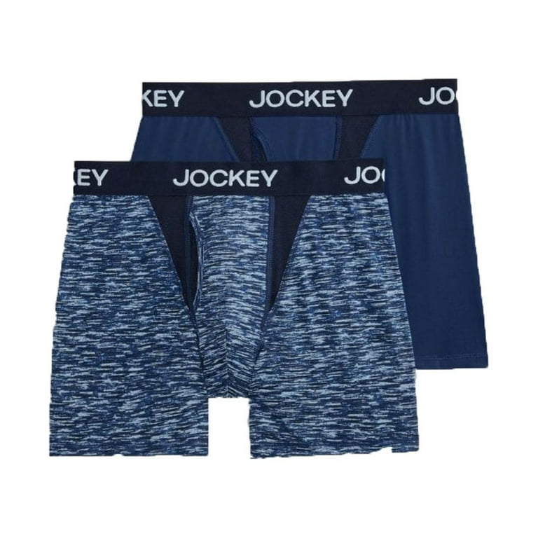 Jockey Generation Men's Performance Microfiber Sport 2pk Long Leg Boxer  Briefs, Blue/Gray - Large 