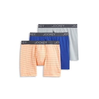 3-Pack Jockey Men's StayNew Cotton Blend Boxer Briefs (Blue/Orange/Gray)