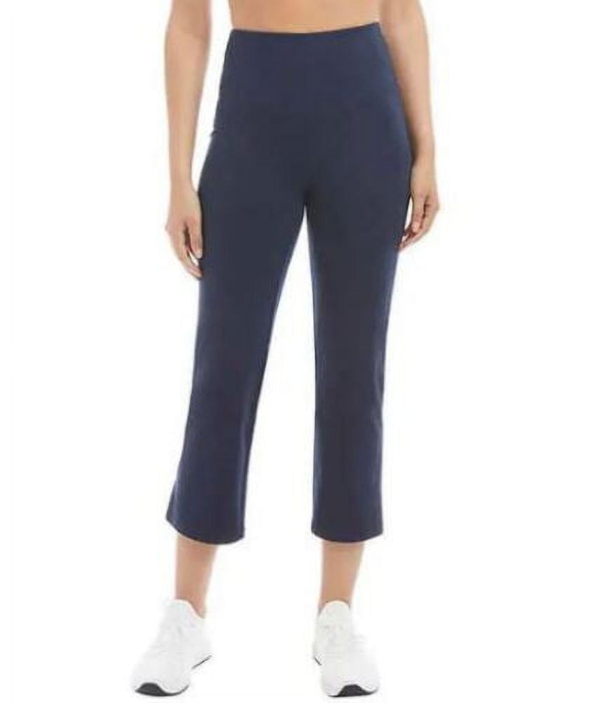 Jockey Ladies' Cropped Slit Flare Activewear Yoga Pants, Dark Navy XXL