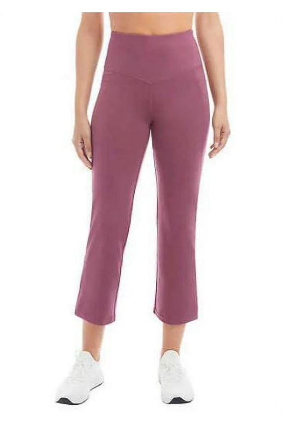 Ladies' Cropped Slit Flare Activewear Yoga Pants, Nocturne Large