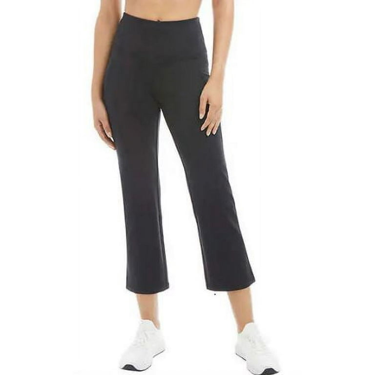 Jockey Ladies' Cropped Slit Flare Yoga Pants, Black Medium 