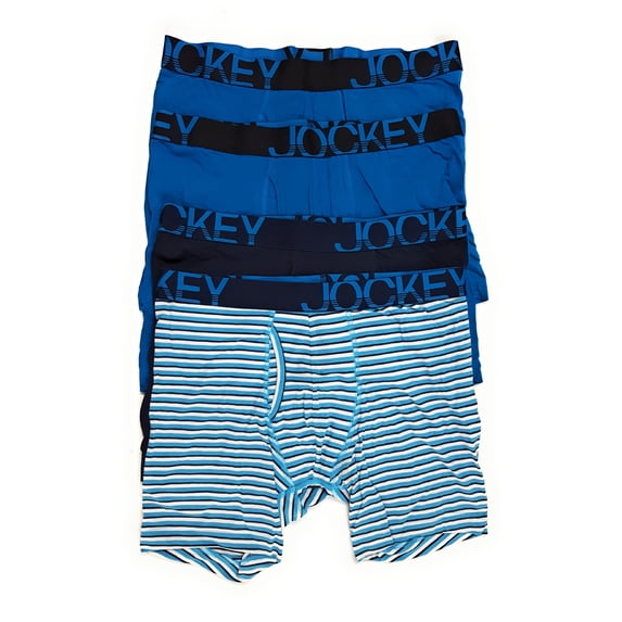 Jockey Men's 3-Pack + 1 Active Stretch Mid-Rise Midway Brief, Blue Multi, L