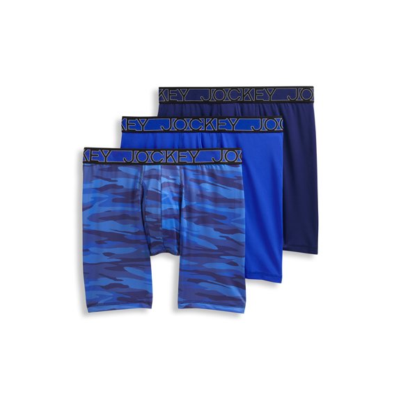 Jockey Men's Active Microfiber 9" Long Leg Boxer Brief - 3 Pack