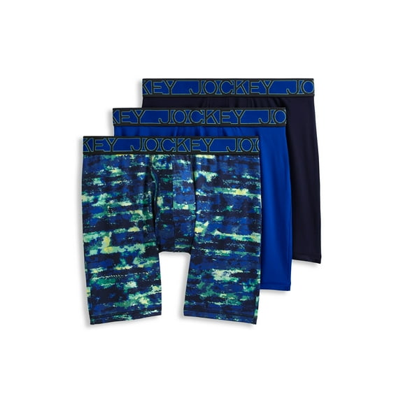 Jockey Men's Active Microfiber 9" Long Leg Boxer Brief - 3 Pack