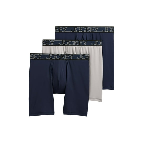 Jockey Men's Active Microfiber 9" Long Leg Boxer Brief - 3 Pack