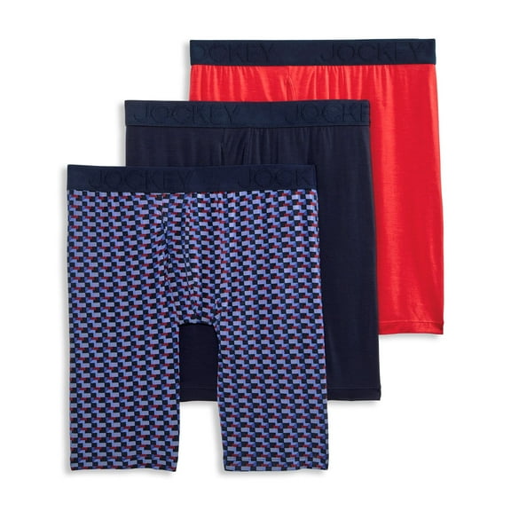 Jockey Men's Active Ultra Soft Modal 9" Long Leg Boxer Brief - 3 Pack