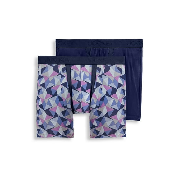 Jockey Men's Big Man Chafe Proof Pouch Cotton Stretch 6" Boxer Brief - 2 Pack