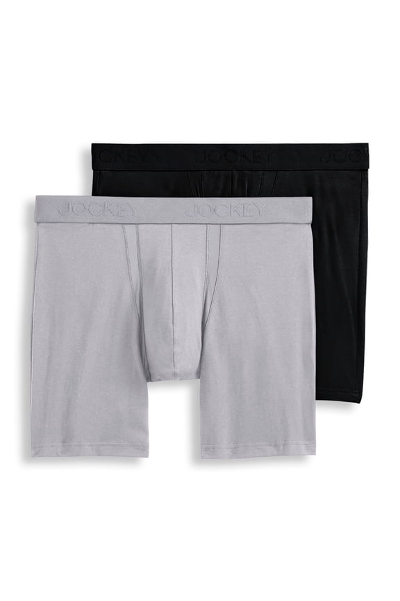 Men's Big Man Chafe Proof Pouch Cotton Stretch 6" Boxer Brief - 2 Pack