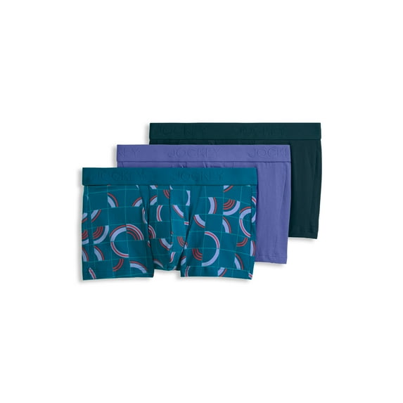 Jockey Men's Chafe Proof Pouch Cotton Stretch 3" Trunk - 3 Pack