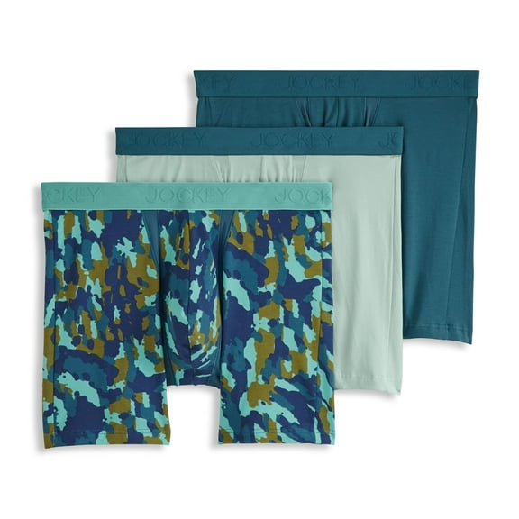 Jockey Men's Chafe Proof Pouch Cotton Stretch 6" Boxer Brief - 3 Pack