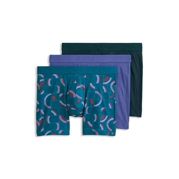 Jockey Men's Chafe Proof Pouch Cotton Stretch 6" Boxer Brief - 3 Pack