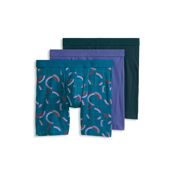 Jockey Men's Chafe Proof Pouch Cotton Stretch 8.5" Long Leg Boxer Brief - 3 Pack