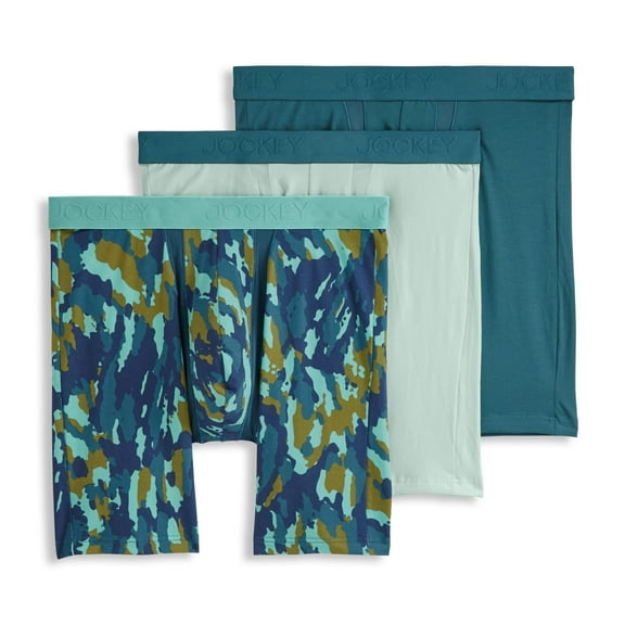 Jockey Men's Chafe Proof Pouch Cotton Stretch 8.5" Long Leg Boxer Brief - 3 Pack