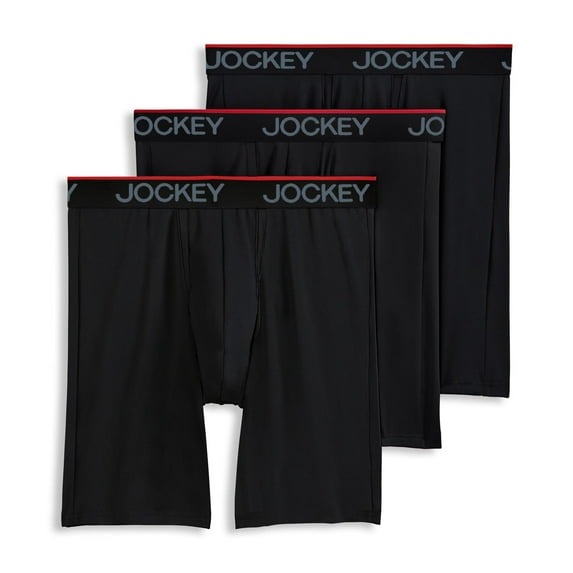 Jockey Men's Chafe Proof Pouch Microfiber 8.5" Long Leg Boxer Brief - 3 Pack