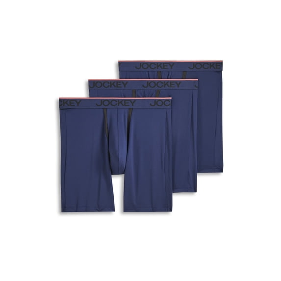 Jockey Men's Chafe Proof Pouch Microfiber 8.5" Long Leg Boxer Brief - 3 Pack