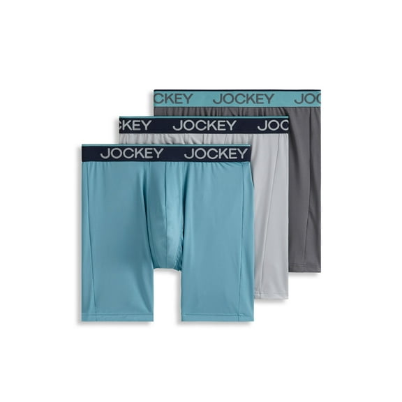 Jockey Men's Chafe Proof Pouch Microfiber 8.5" Long Leg Boxer Brief - 3 Pack